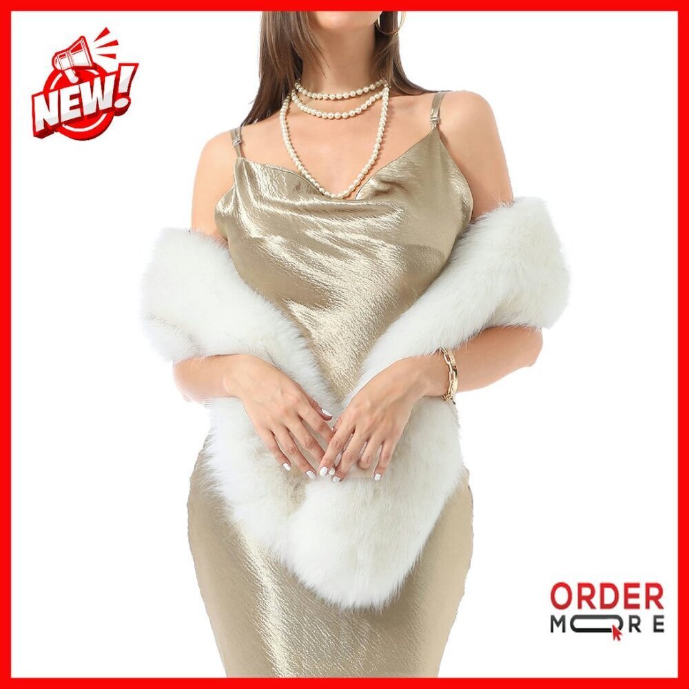 Faux Fur Collar Scarf Wrap Winter Neck Warmer for Women